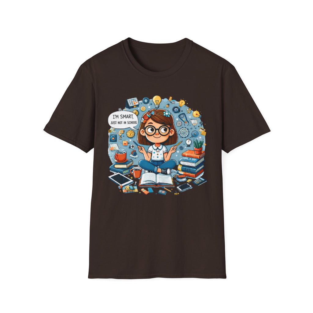 Funny School T-Shirt — 'I'm Smart, Just Not in School' Quote Tee for Adults