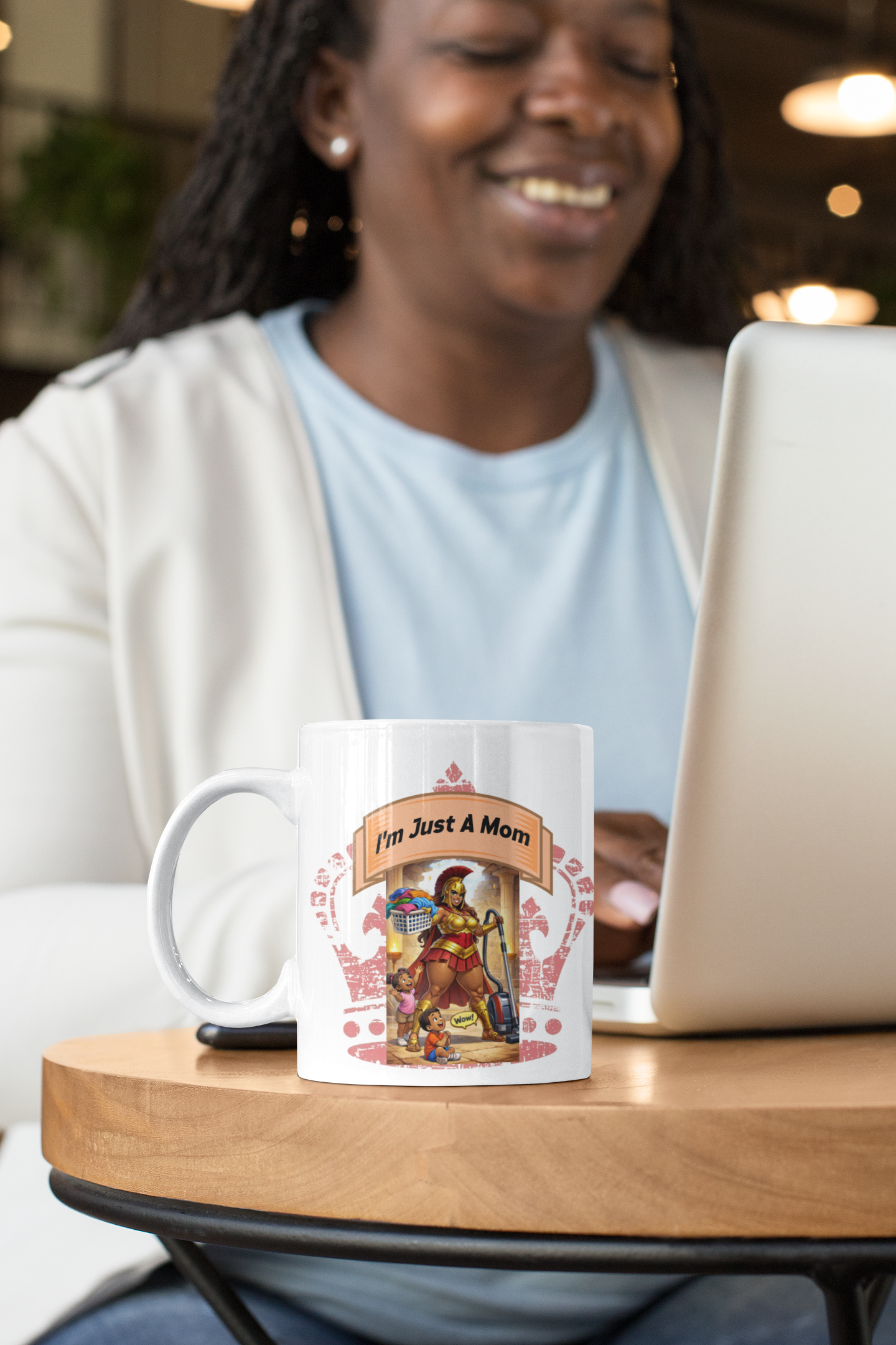 Mug — “I’m Just a Mom” Funny Plus Size Supermom Coffee Mug, Mom Life Gift 11oz