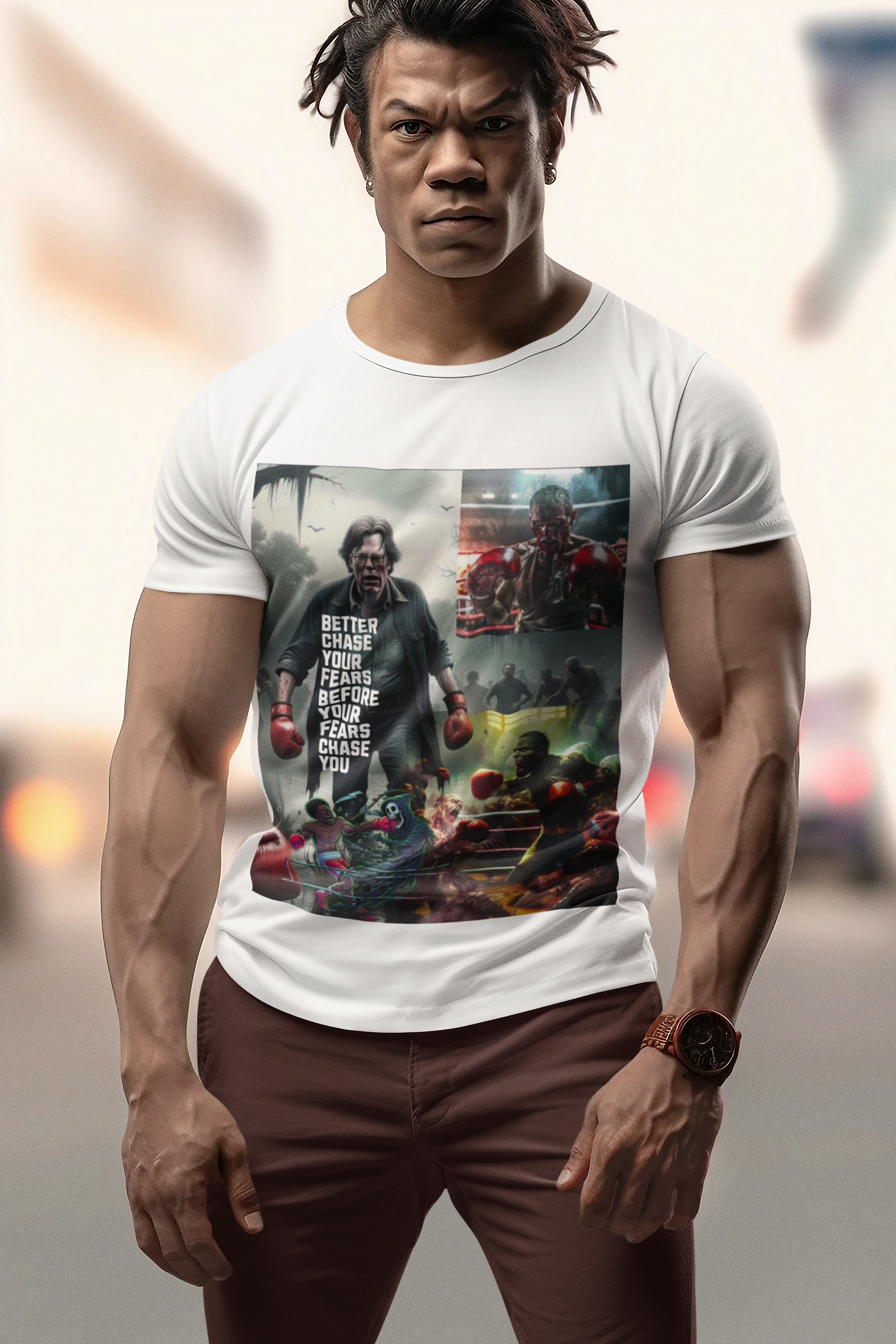 Boxing Motivational T-Shirt — "Better Chase Your Fears Before Your Fears Chase You"