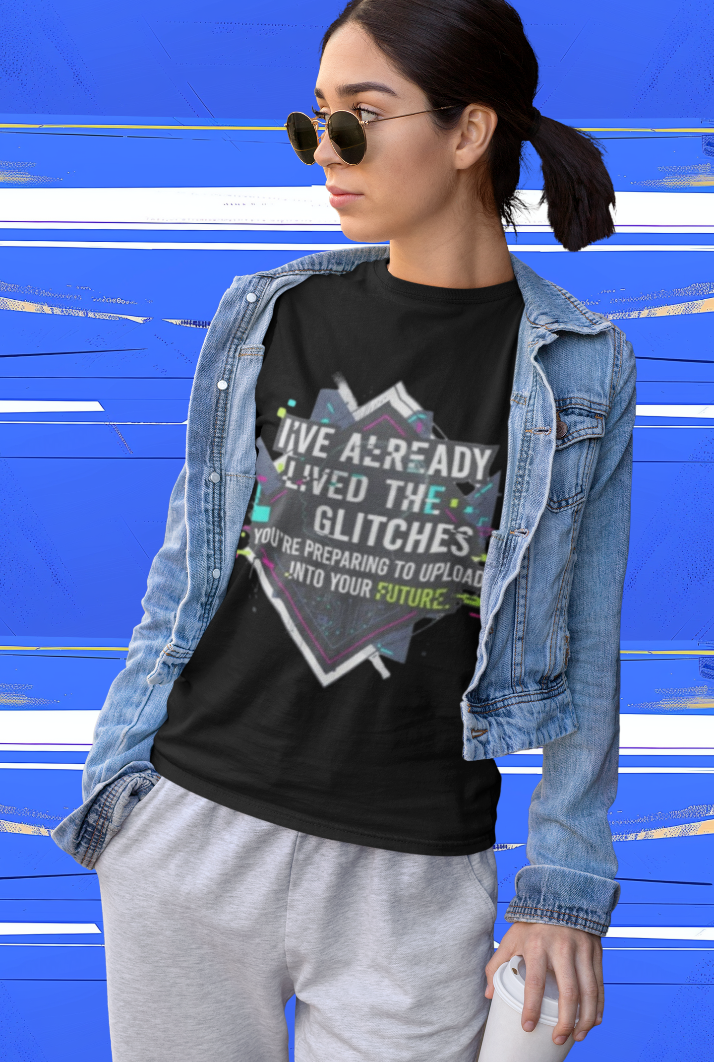 Glitch Aesthetic T-Shirt — “I’ve Already Lived the Glitches” Tech Futurist Tee