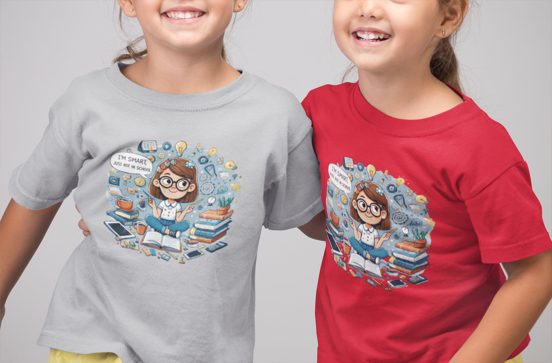 Toddler Tee — "I'm Smart Just Not In School" Cute STEM Bookworm Graphic